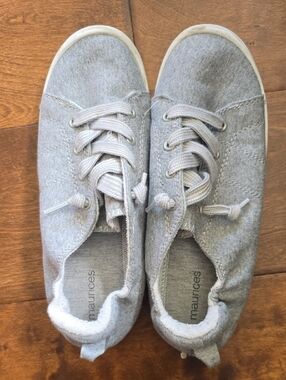 Maurices Grey Canvas Lace-Up Slip On Sneakers